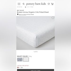 Pottery barn kids crib sheet